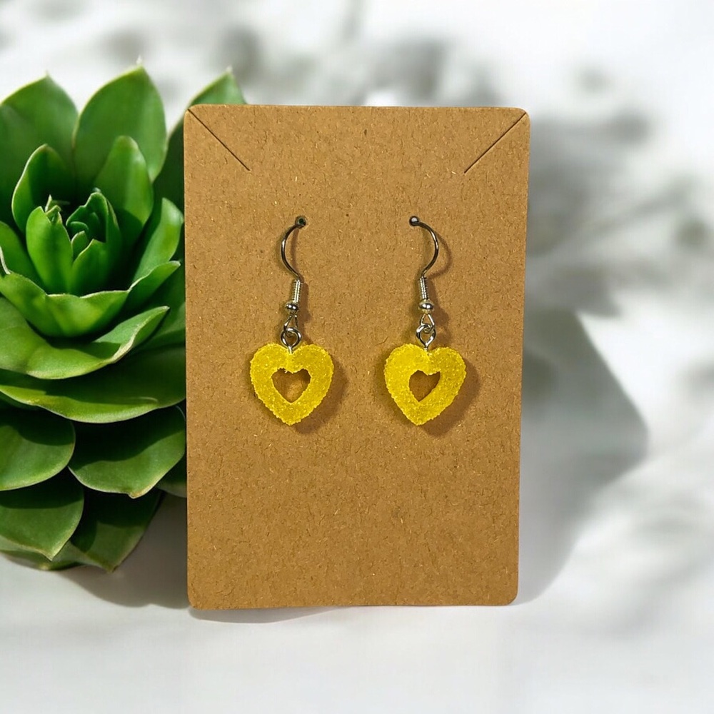 34. Yellow Hearts Dangle Earrings